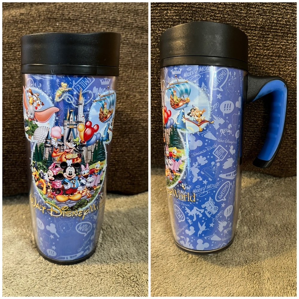 Authentic Disney Parks Characters Mug Tumbler W/ Handle EUC Mickey, Minnie 16oz